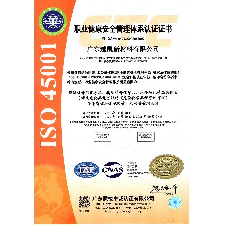 職業(yè)健康安全管理團體系認證證書ISO45001